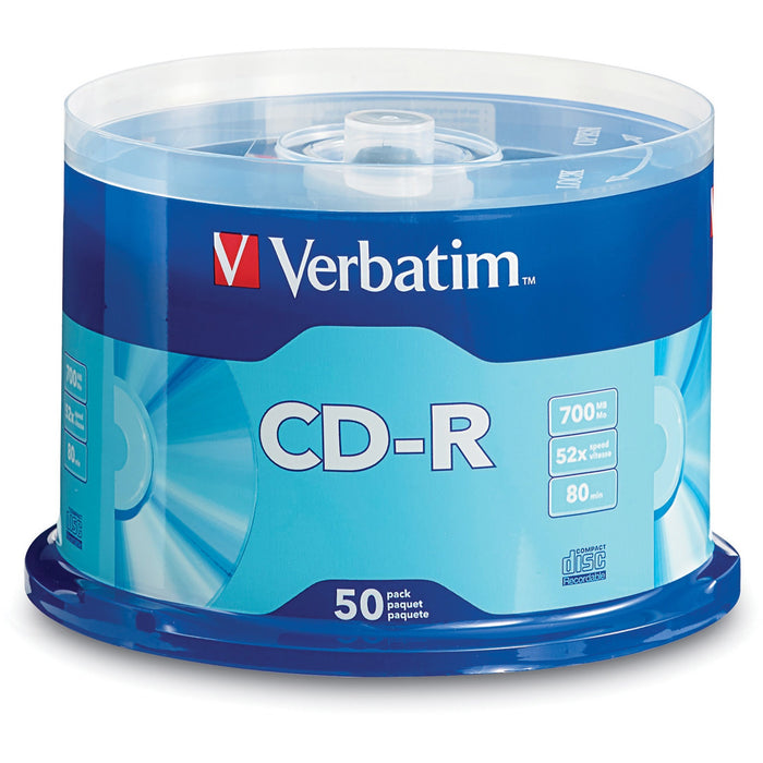 Verbatim 94691 CD Recordable Media - CD-R - 52x - 700 MB - 50 Pack Spindle - VER94691