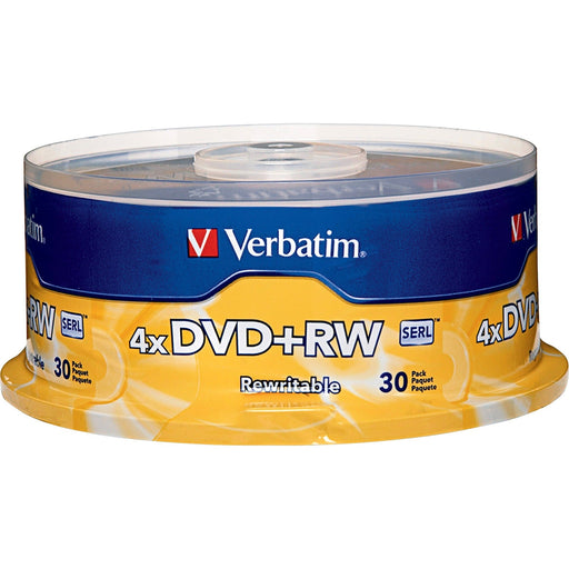 Verbatim 94834 DVD Rewritable Media - DVD+RW - 4x - 4.70 GB - 30 Pack Spindle - VER94834 Verbatim America, LLC