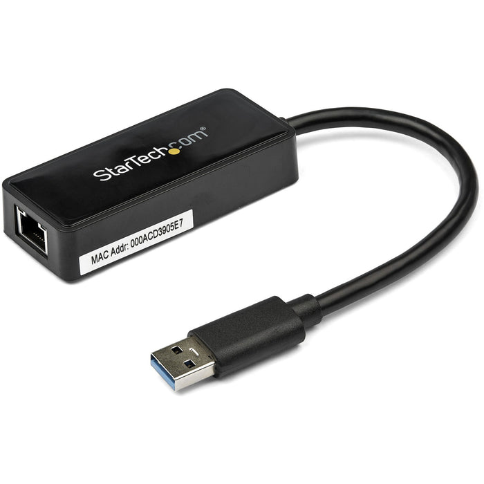 StarTech.com USB 3.0 to Gigabit Ethernet Adapter NIC w/ USB Port - Black - STCUSB31000SPTB