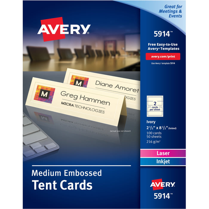 Avery&reg; Sure Feed Embossed Tent Cards - AVE5914