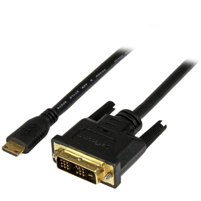 StarTech.com 2m (6.6 ft) Mini HDMI to DVI Cable, DVI-D to HDMI Cable (1920x1200p), HDMI Mini Male to DVI-D Male Display Cable Adapter - STCHDCDVIMM2M