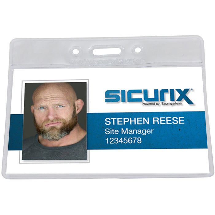 SICURIX Vinyl Punched ID Badge Holders - Horizontal - BAU67815
