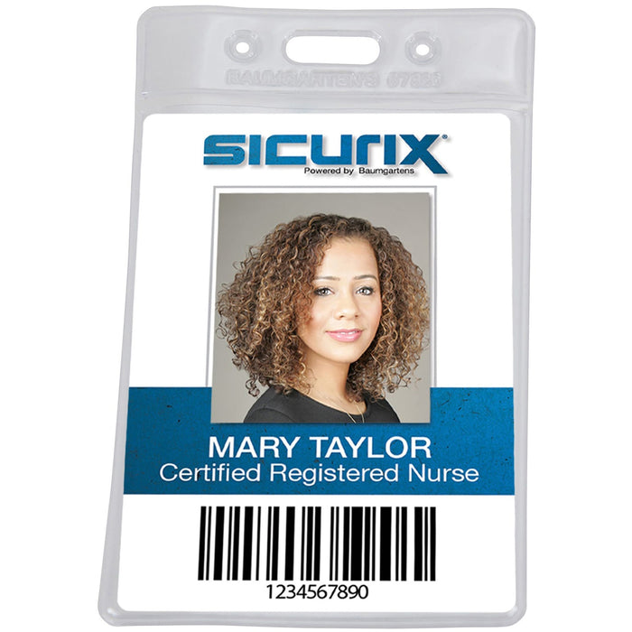 SICURIX Vinyl Punched ID Badge Holders - Vertical - BAU67825