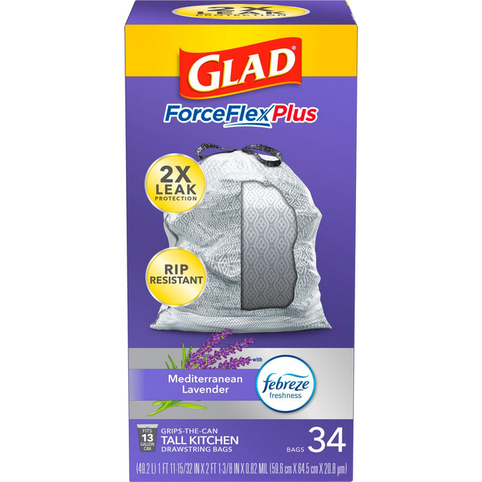 Glad ForceFlexPlus Tall Kitchen Drawstring Trash Bags - CLO78531