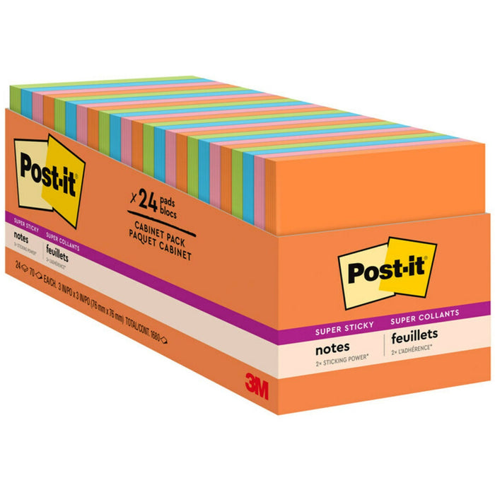 Post-it&reg; Super Sticky Notes Cabinet Pack - Energy Boost Color Collection - MMM65424SSAUCP