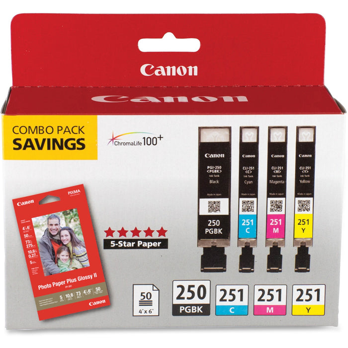 Canon PGI-250/CLI-251 Original Ink Cartridge/Paper Kit - CNM250BKCLI251