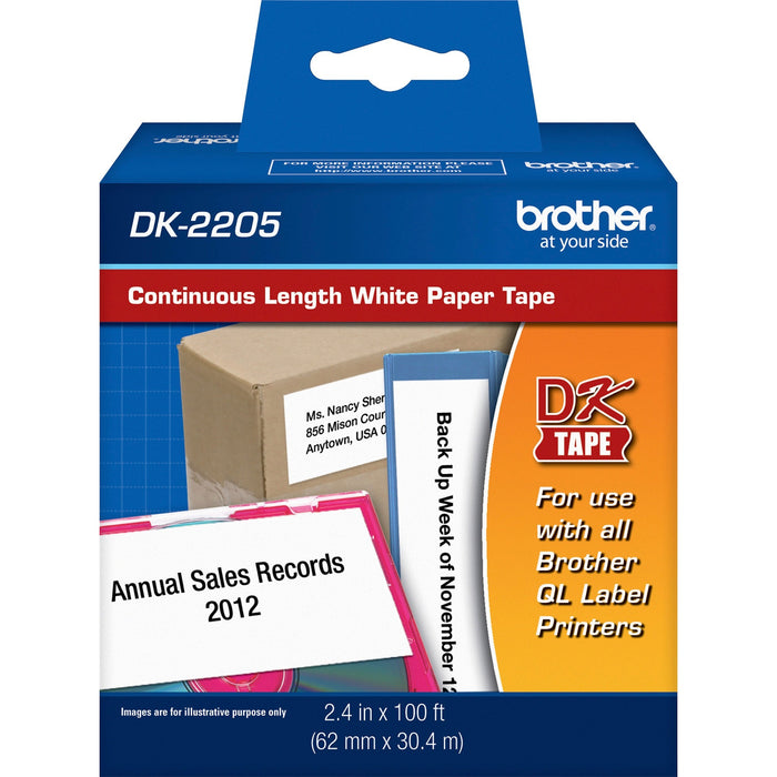 Brother DK2205 - Continuous Length White Film Paper Tape - BRTDK2205