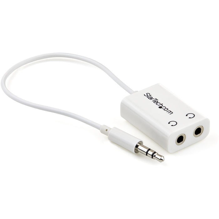 StarTech.com White Slim Mini Jack Headphone Splitter Cable Adapter - 3.5mm Male to 2x 3.5mm Female - STCMUY1MFFADPW