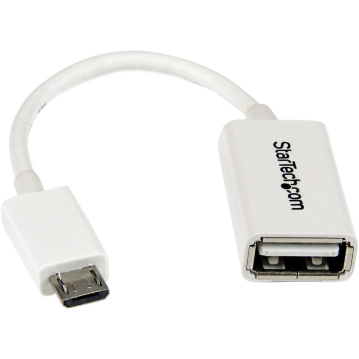 StarTech.com 5in White Micro USB to USB OTG Host Adapter M/F - STCUUSBOTGW