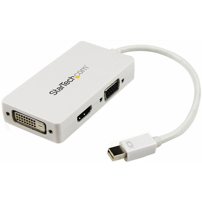 StarTech.com Travel A/V adapter: 3-in-1 Mini DisplayPort to VGA DVI or HDMI converter - white - STCMDP2VGDVHDW