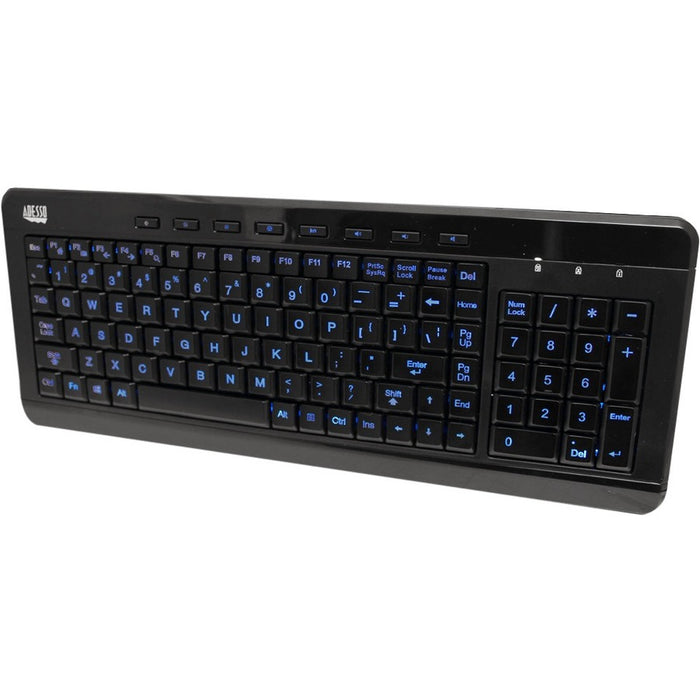 Adesso 3-Color Illuminated Compact Multimedia Keyboard - ADEAKB120EB