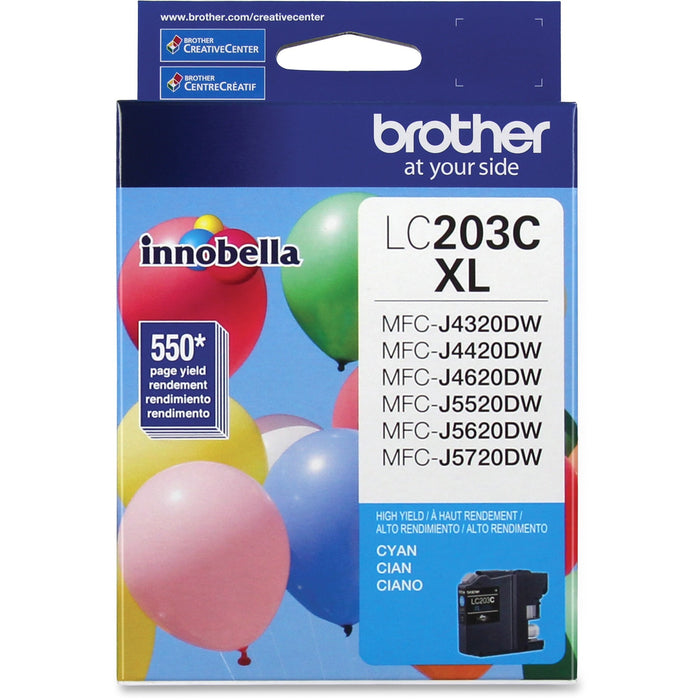 Brother Genuine Innobella LC203C High Yield Cyan Ink Cartridge - BRTLC203C