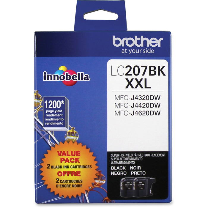 Brother Genuine LC2072PKS Super High Yield Black Ink Cartridges - BRTLC2072PKS