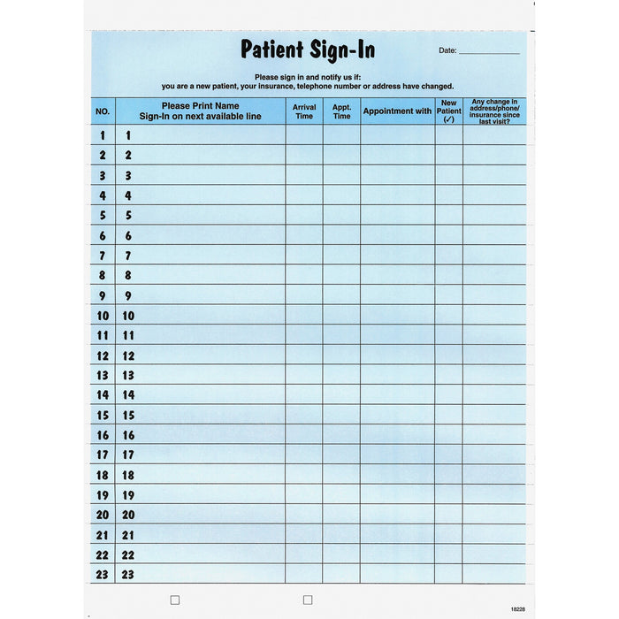 Tabbies Patient Sign-In Label Forms - TAB14531