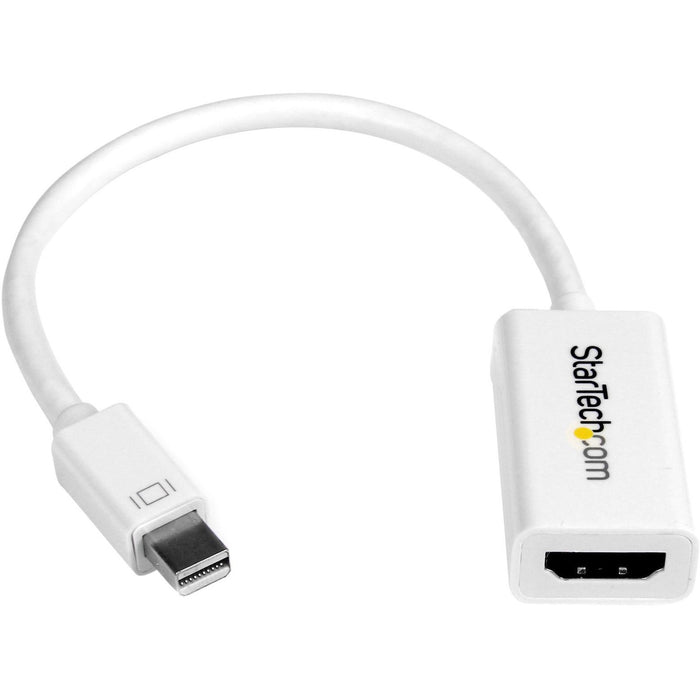 StarTech.com Mini DisplayPort to HDMI Adapter, Active Mini DP to HDMI Video Converter for Monitor/Display, 4K 30Hz, mDP to HDMI Adapter, White - STCMDP2HD4KSW