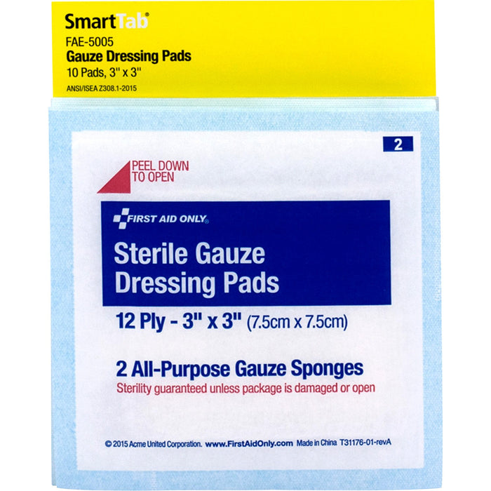 First Aid Only Sterile Gauze Dressing Pads - FAOFAE5005