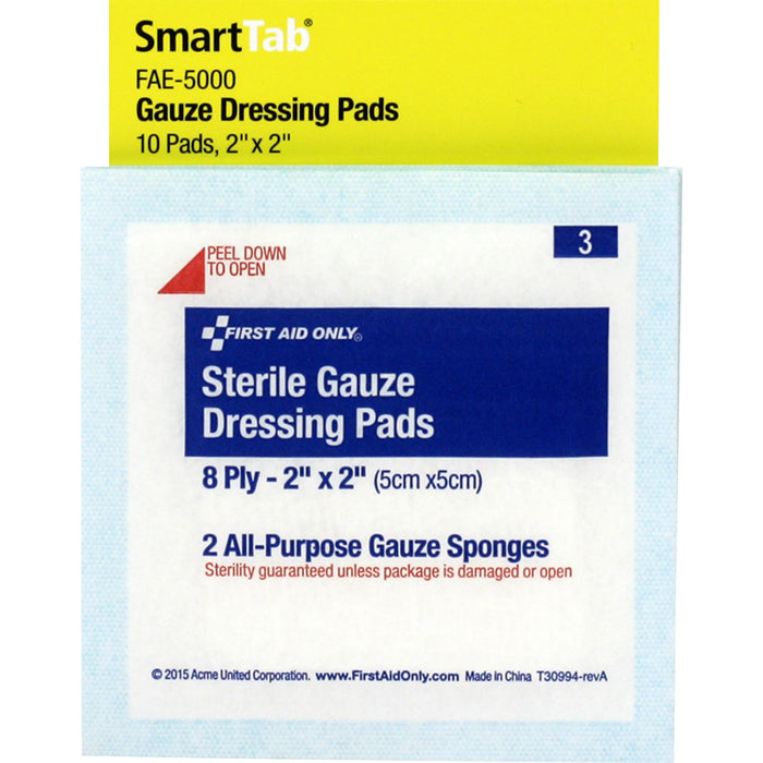 First Aid Only Sterile Gauze Dressing Pads - FAOFAE5000