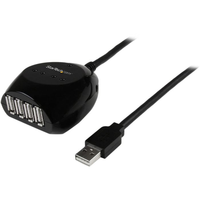 StarTech.com 15m USB 2.0 Active Cable with 4 Port Hub - STCUSB2EXT4P15M