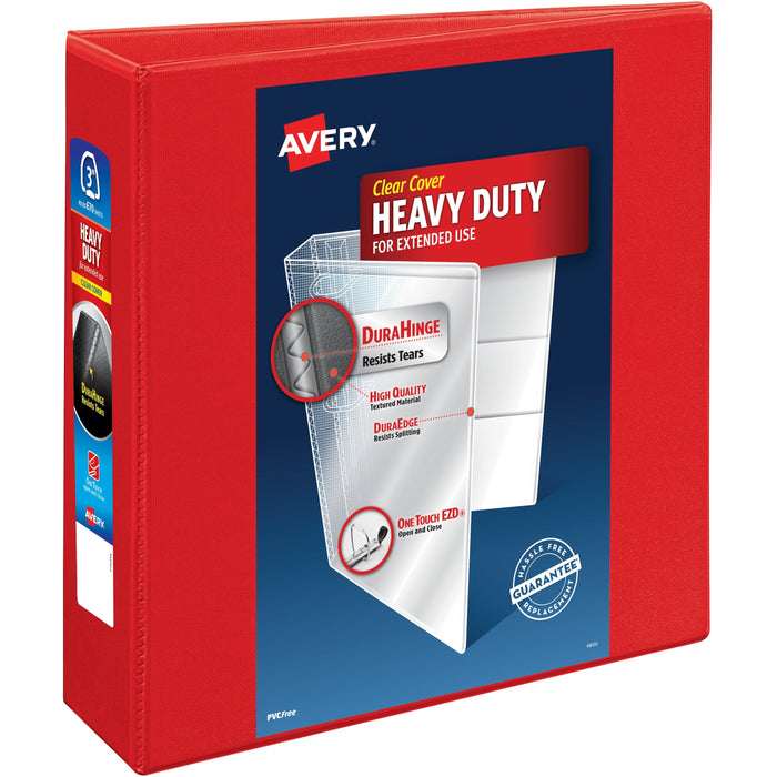 Avery&reg; Heavy-Duty View Red 3" Binder (79325) - AVE79325