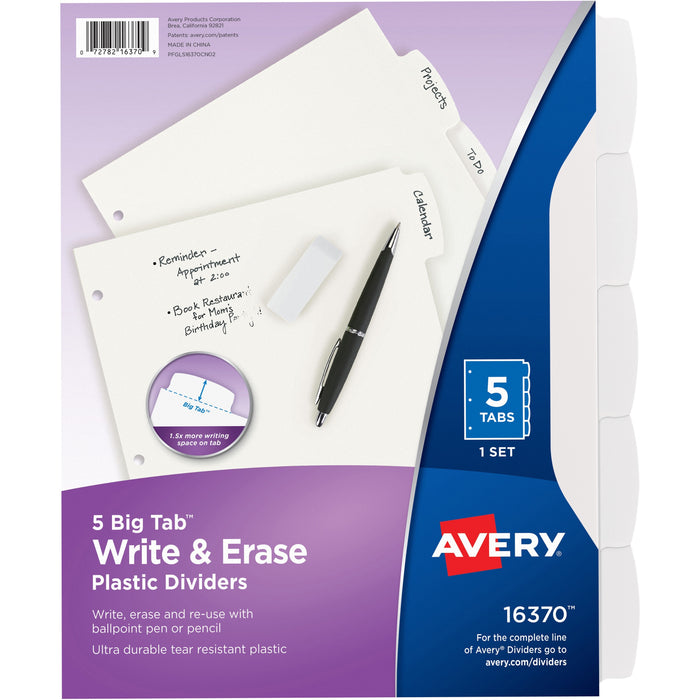 Avery&reg; Big Tab Write & Erase Dividers - AVE16370