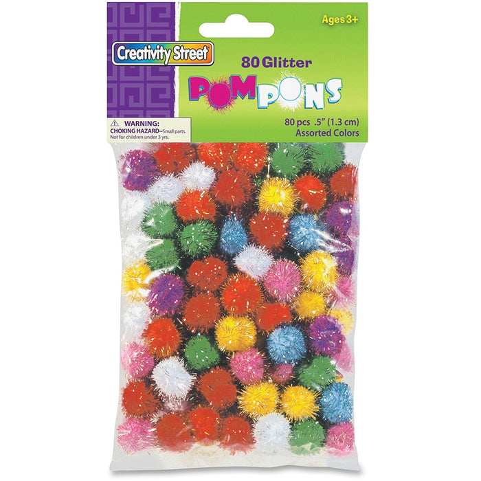 Creativity Street 1/2" Glitter PomPons - PAC811601