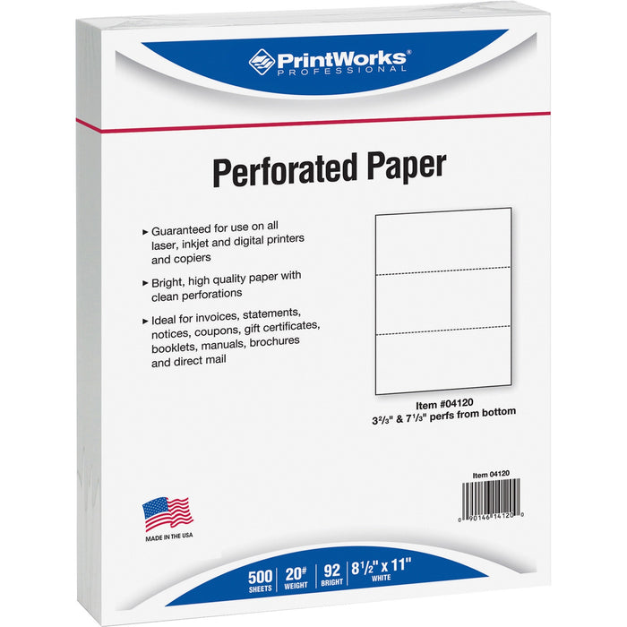 PrintWorks Professional Pre-Perforated Paper for Invoices, Statements, Gift Certificates & More - PRB04120