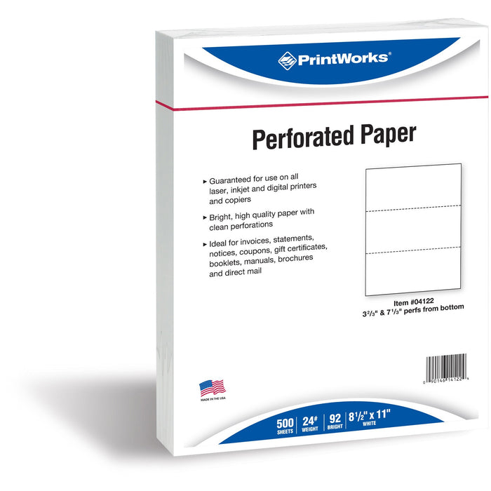 PrintWorks Professional Pre-Perforated Paper for Invoices, Statements, Gift Certificates & More - PRB04122