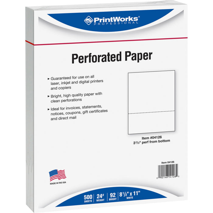 PrintWorks Professional Pre-Perforated Paper for Invoices, Statements, Gift Certificates & More - PRB04126