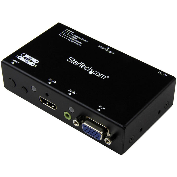 StarTech.com 2x1 HDMI + VGA to HDMI Converter Switch w/ Automatic and Priority Switching - 1080p - STCVS221VGA2HD