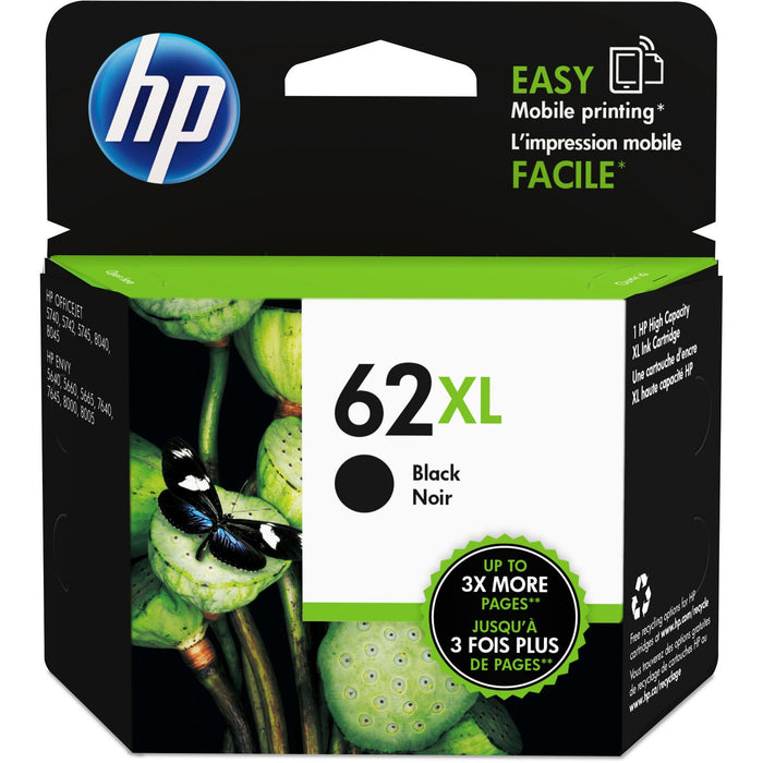 HP 62XL (C2P05AN) Original High Yield Inkjet Ink Cartridge - Black - 1 Each - HEWC2P05AN