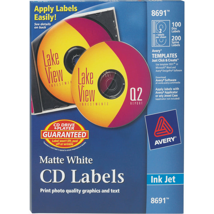 Avery&reg; Clear CD/DVD Inkjet Matte Labels - AVE8691