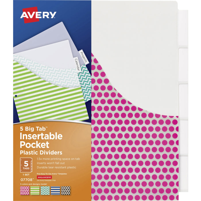 Avery&reg; Big Tab Insertable Plastic Pocket Dividers - AVE07708