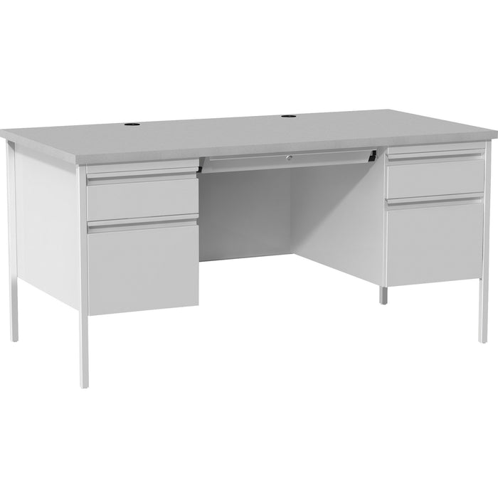 Lorell Grey Double Pedestal Steel/Laminate Desk - LLR60935