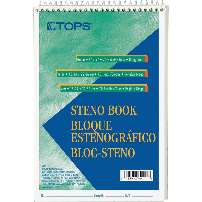 TOPS Green Tint Steno Books - TOP8011DZ
