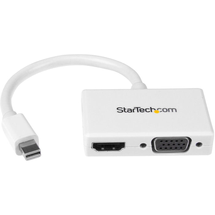 StarTech.com Travel A/V Adapter - 2-in-1 Mini DisplayPort to HDMI or VGA Converter - White - STCMDP2HDVGAW