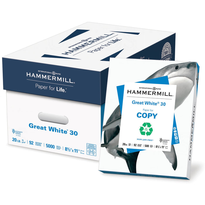 Hammermill Great White Recycled Copy Paper - White - HAM86700PL