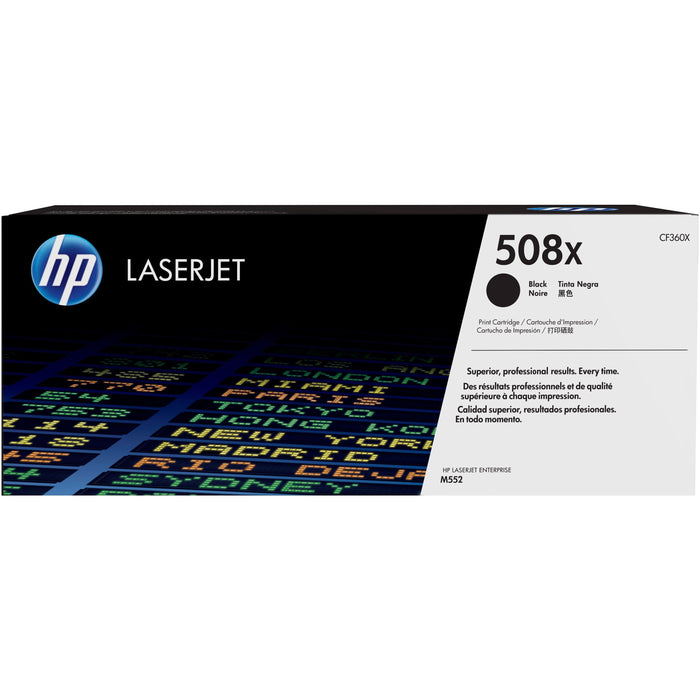HP 508X (CF360X) Original High Yield Laser Toner Cartridge - Single Pack - Black - 1 Each - HEWCF360X
