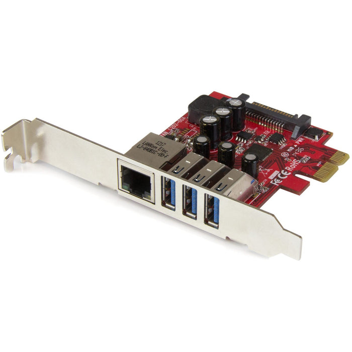 StarTech.com 3 Port PCI Express USB 3.0 Card + Gigabit Ethernet - 5Gbps - STCPEXUSB3S3GE