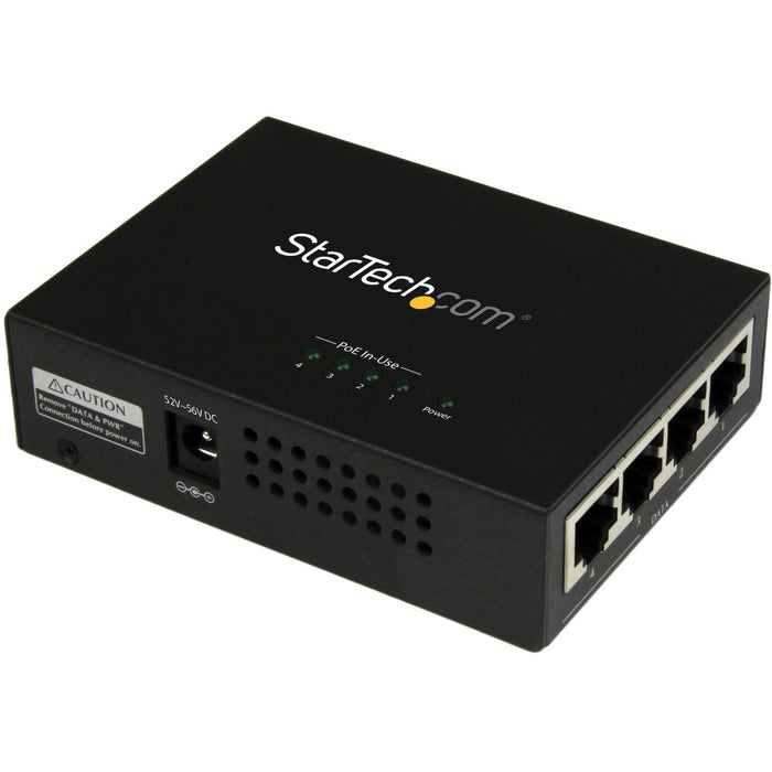 StarTech.com 4 Port Gigabit Midspan - PoE+ Injector - 802.3at and 802.3af - STCPOEINJ4G