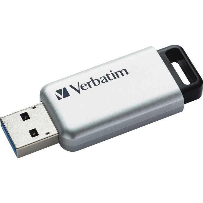 Verbatim 64GB Store 'n' Go Secure Pro USB 3.0 Flash Drive with AES 256 Hardware Encryption - Silver - VER98666