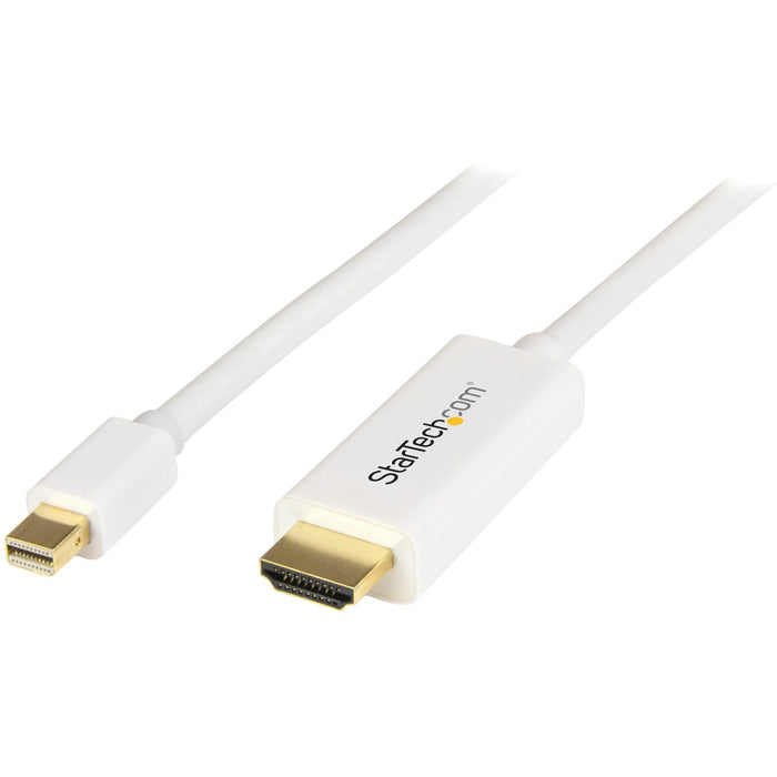 StarTech.com Mini DisplayPort to HDMI Converter Cable - 3 ft (1m) - 4K - White - STCMDP2HDMM1MW