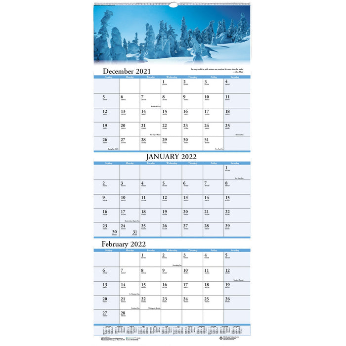 House of Doolittle Scenic 3-month Compact Wall Calendar - HOD3636