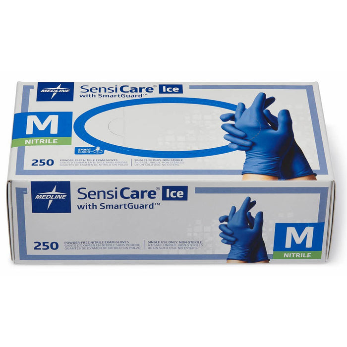 Medline SensiCare Ice Blue Nitrile Exam Gloves - MIIMDS6802