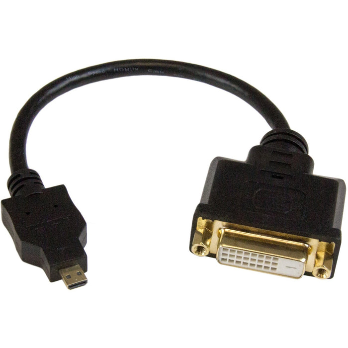 StarTech.com Micro HDMI to DVI Adapter, Micro HDMI to DVI Converter, Micro HDMI Type-D Device to DVI-D Monitor/Display, 8in (20cm) Cable - STCHDDDVIMF8IN