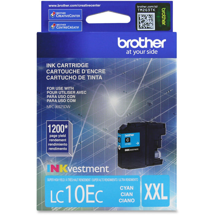Brother Genuine LC10EC INKvestment Super High Yield Cyan Ink Cartridge - BRTLC10EC