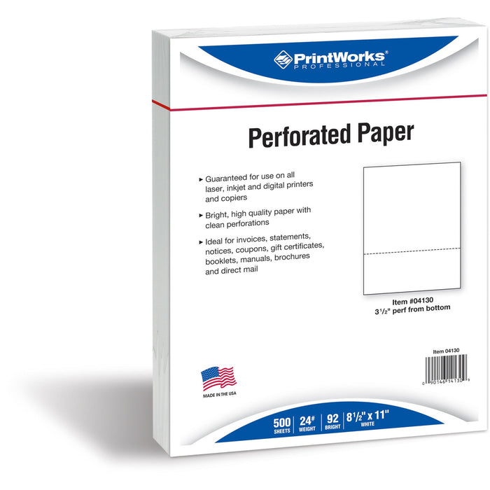 PrintWorks Professional Pre-Perforated Paper for Invoices, Statements, Gift Certificates & More - PRB04130