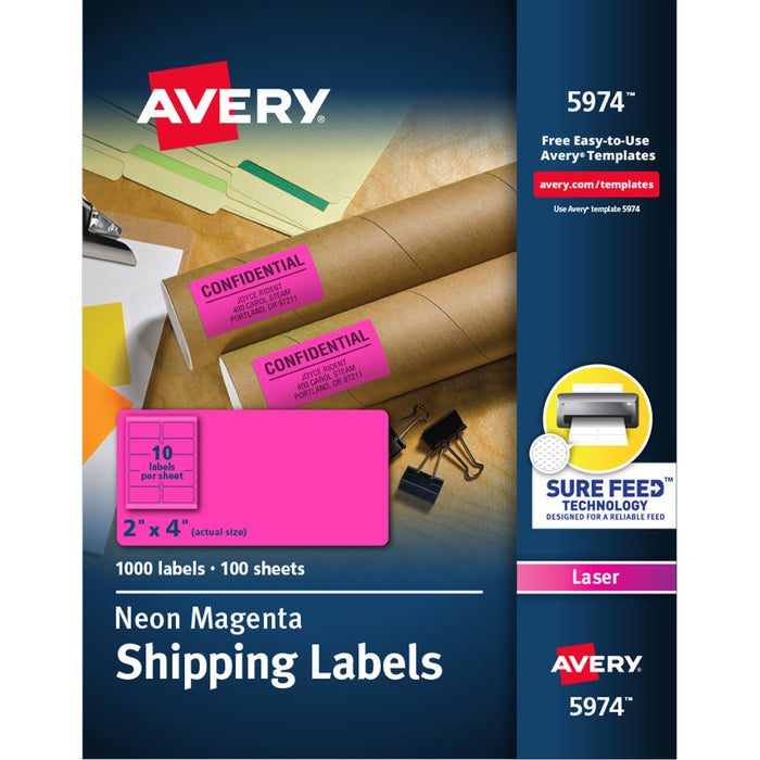 Avery&reg; High Visibility Neon Shipping Labels - AVE5974