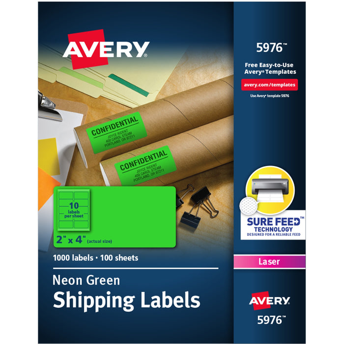 Avery&reg; High Visibility Neon Shipping Labels - AVE5976