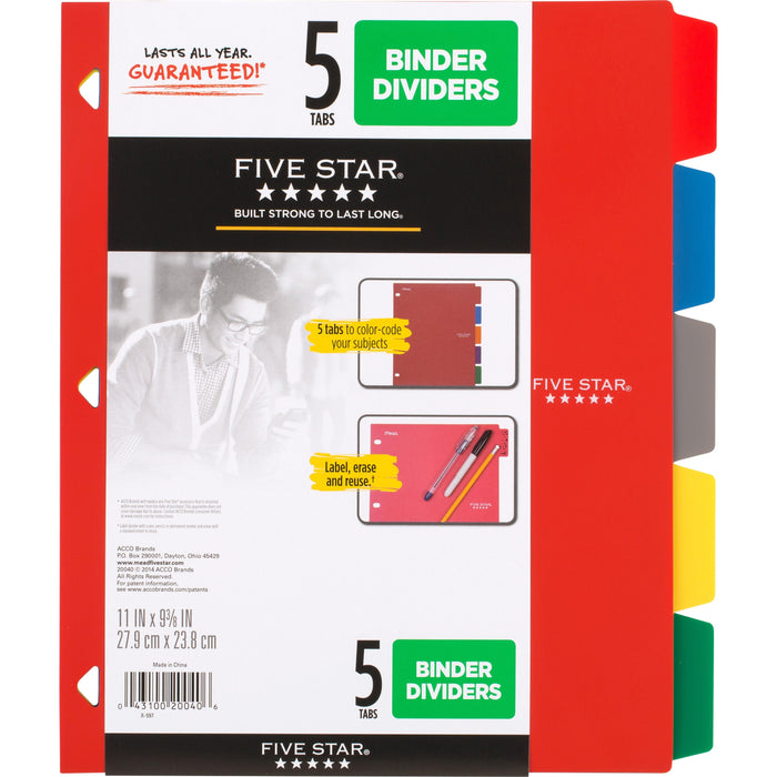Five Star Multicolor 5-tab Binder Dividers - MEA20040