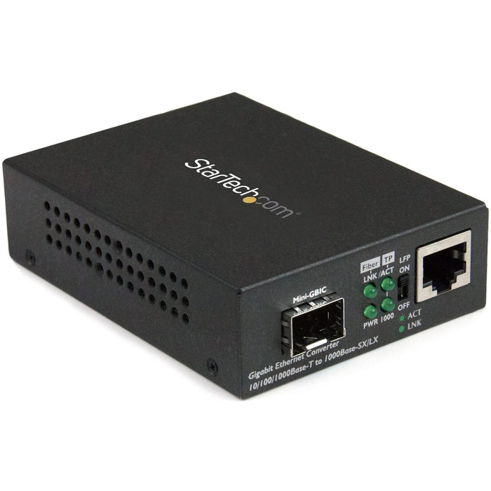 StarTech.com Gigabit Ethernet Fiber Media Converter with Open SFP Slot - Supports 10/100/1000 Networks - STCMCM1110SFP